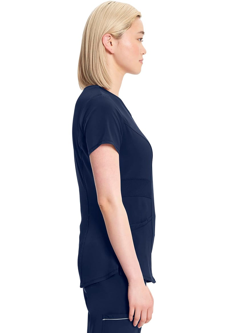 Cherokee Infinity Womens V-Neck Scrub Top Contemporary Fit, 3 Pockets, Rib-Knit Insets, Side Vents, 360Â° Stretch - CK623A, 2XL, Navy - Image 5